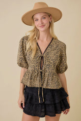 Leopard Baby Doll Blouse